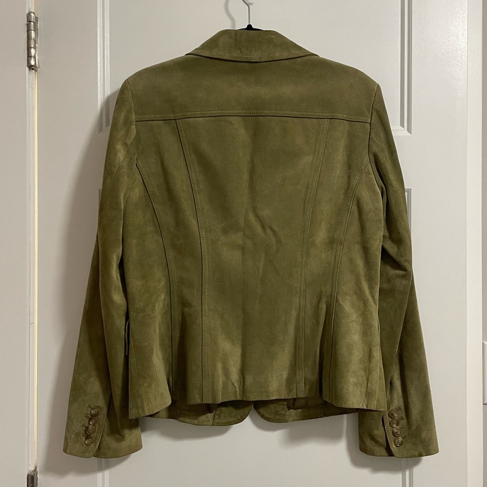 Ann Taylor Green Leather Blazer Jacket sz 8 - Picture 6 of 6